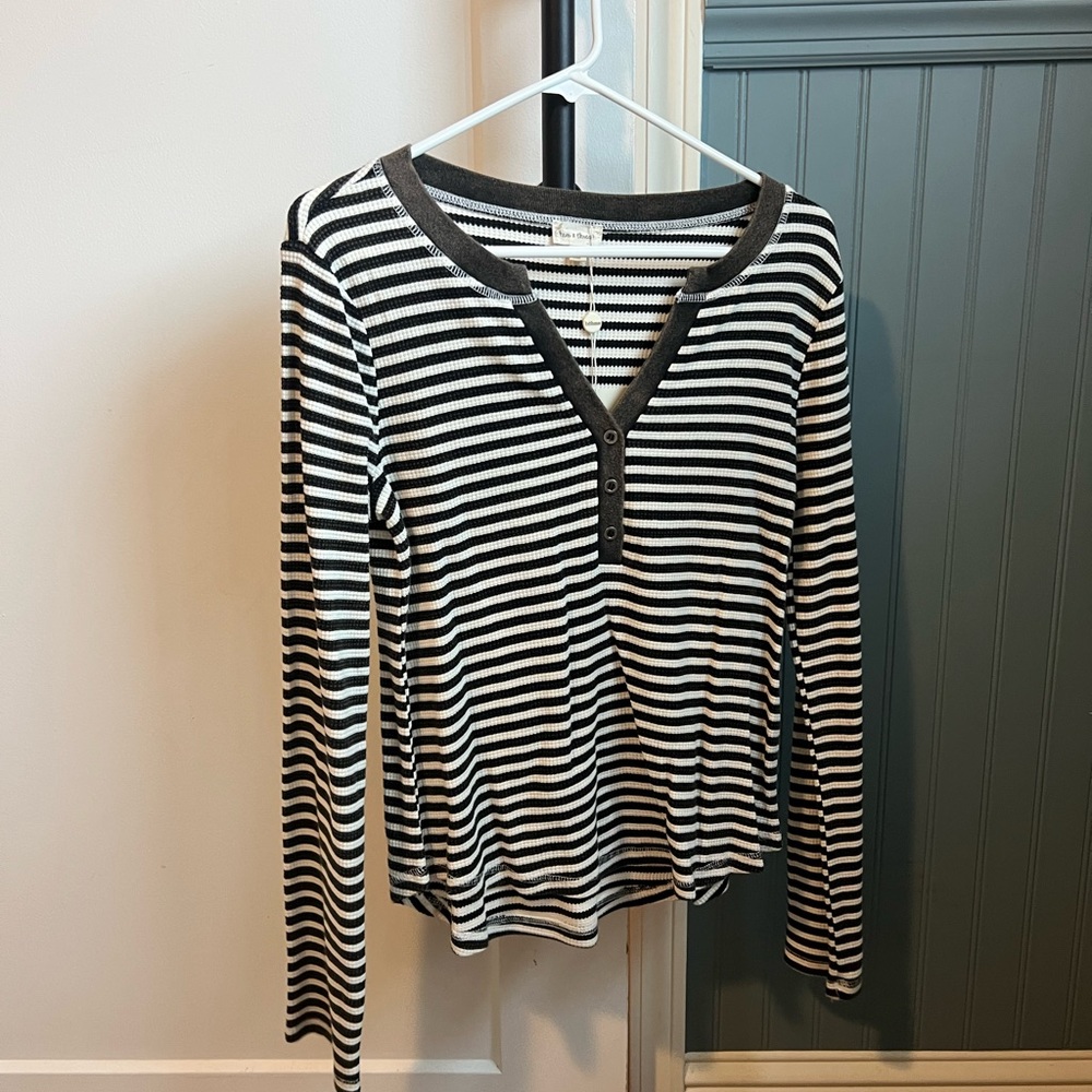 Hem & Thread Black and White Striped Long Sleeve Tee